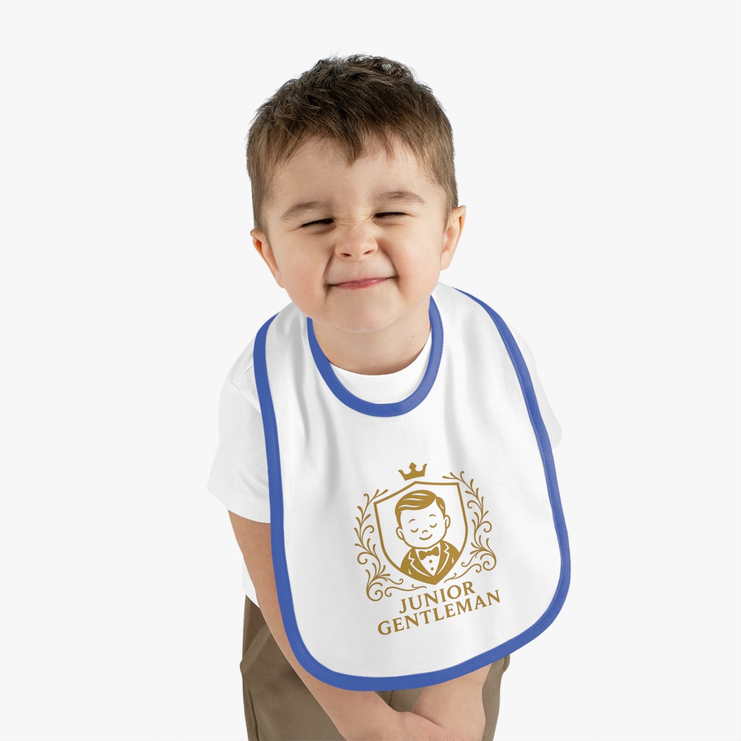 Baby Bib - "Junior Gentleman" Contrast Trim Jersey Bib