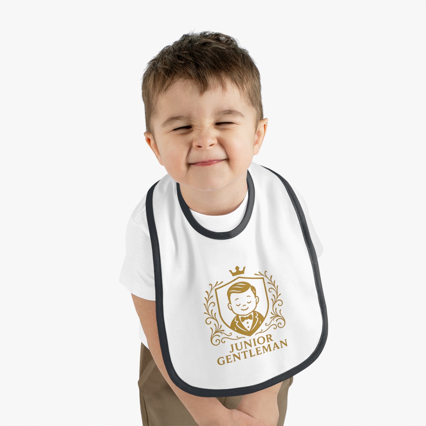 Baby Bib - "Junior Gentleman" Contrast Trim Jersey Bib