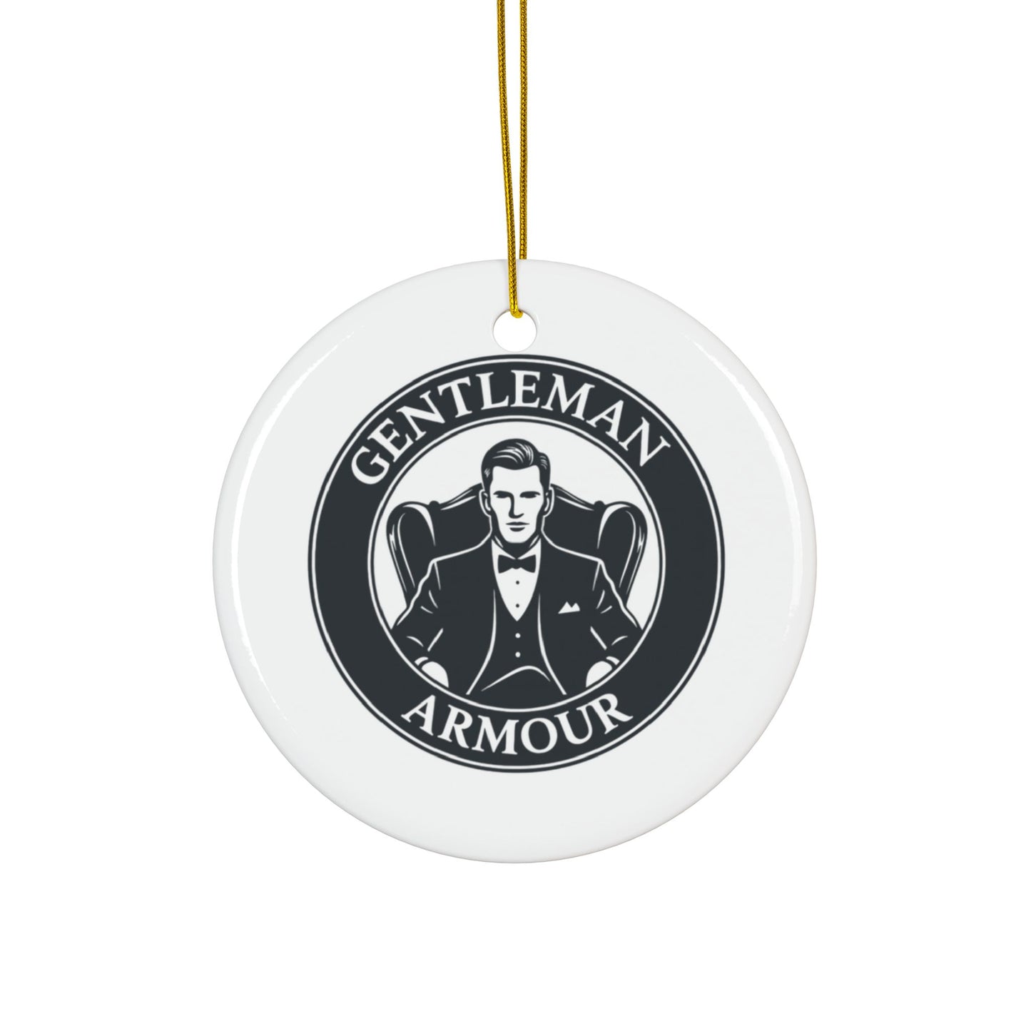 Gentleman Armour Ceramic Ornament — Double-Sided Classic Logo Holiday Decoration
