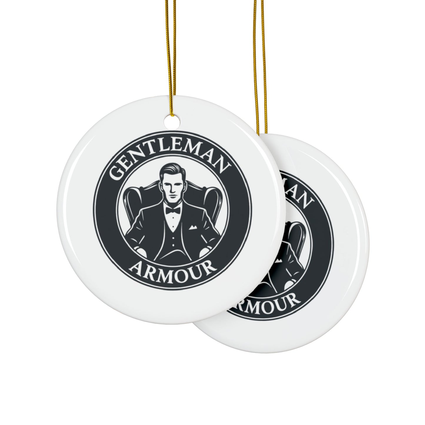 Gentleman Armour Ceramic Ornament — Double-Sided Classic Logo Holiday Decoration