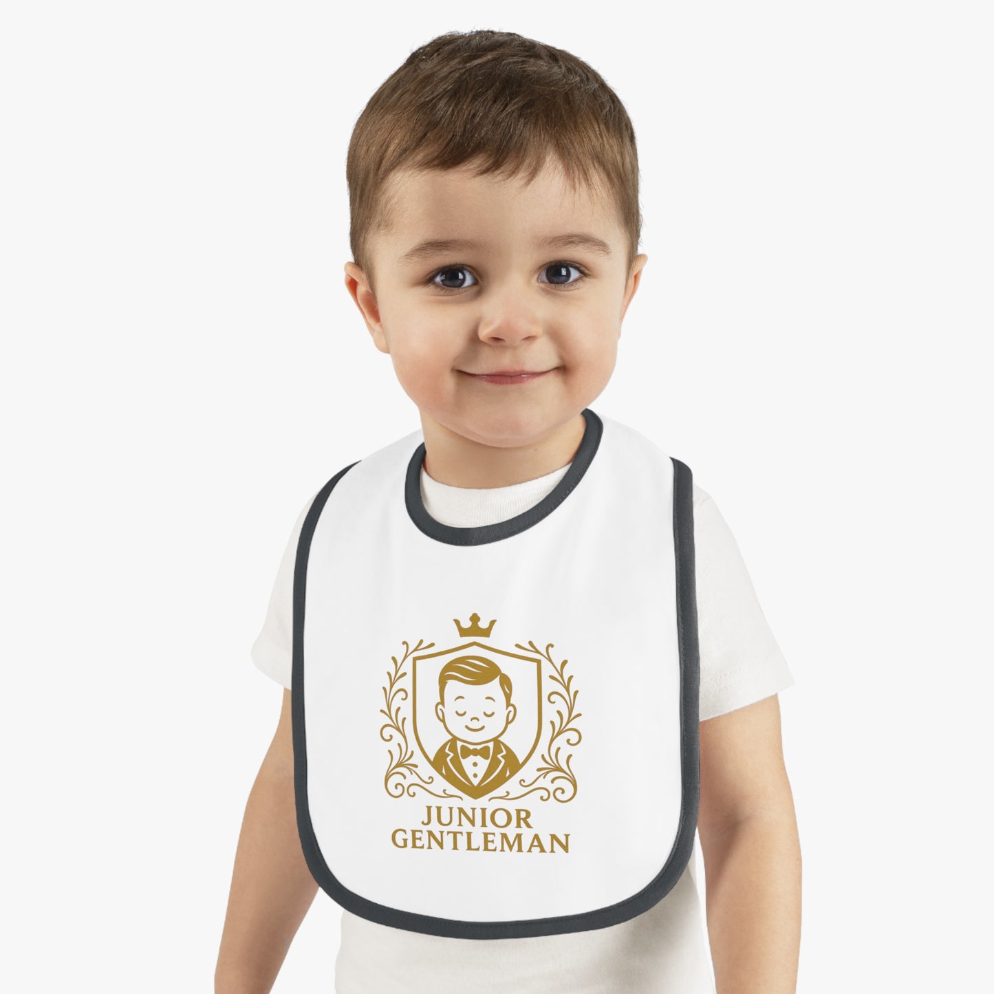 Baby Bib - "Junior Gentleman" Contrast Trim Jersey Bib