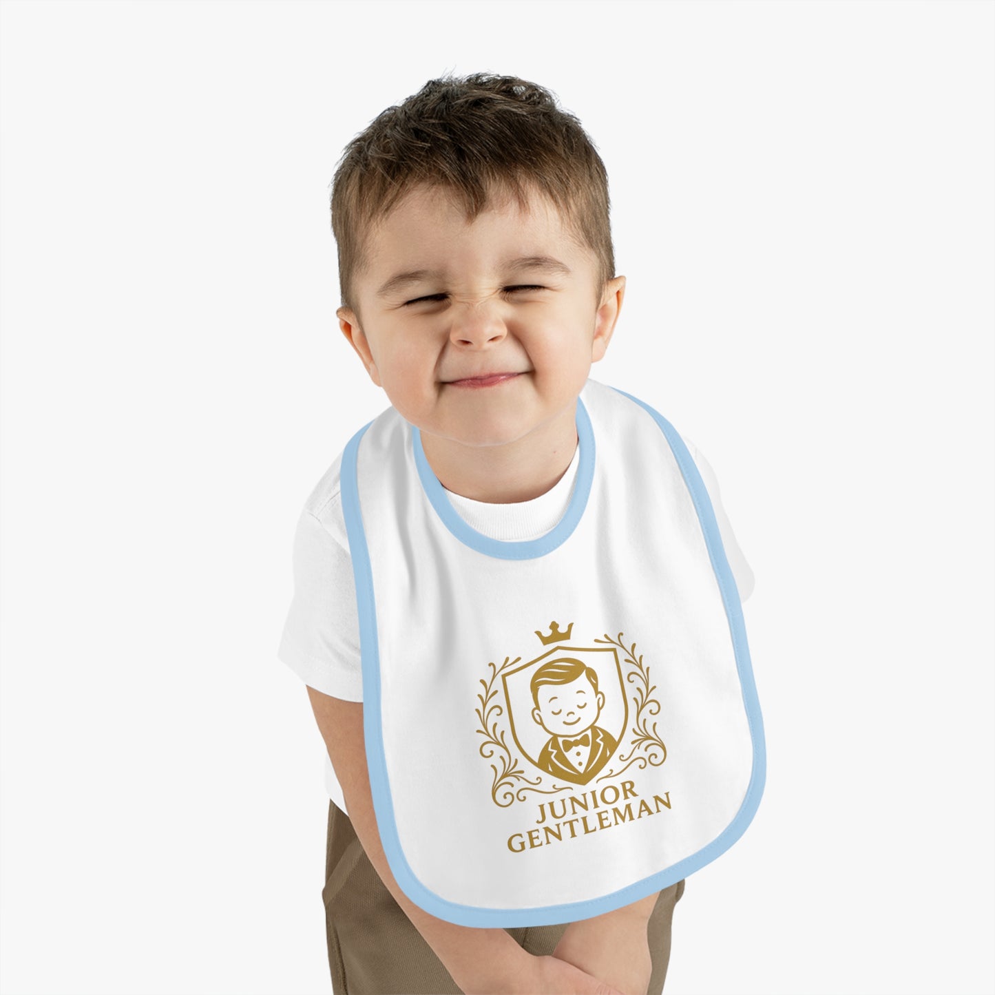 Baby Bib - "Junior Gentleman" Contrast Trim Jersey Bib
